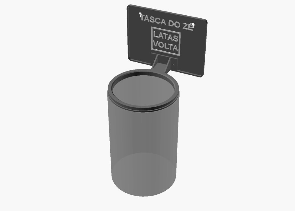 Cesto cilíndrico com placa Latas Volta